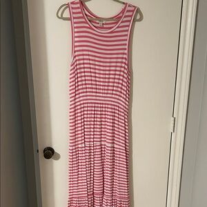Style & Co. Pink and White Striped Sleeveless Maxi Dress